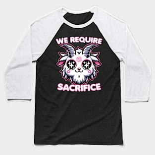 Cute Kawaii Style Baphomet We Require Sacrifice Baphomet Baseball T-Shirt